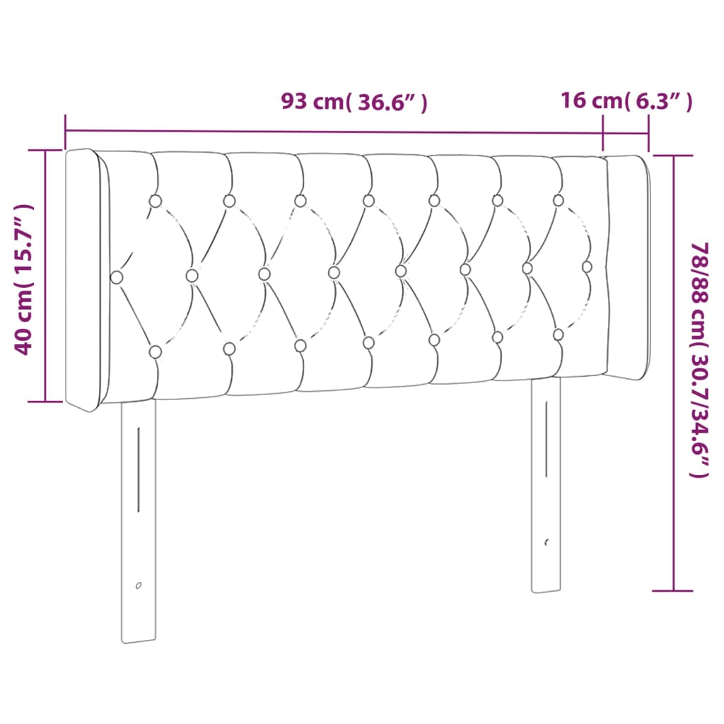 vidaXL Cabecero con LED de tela marrón oscuro 93x16x78/88 cm