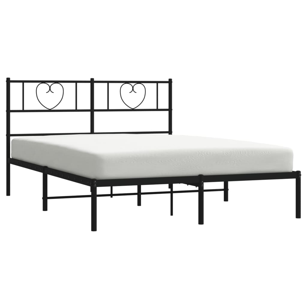 vidaXL Estructura cama sin colchón con cabecero metal negro 140x200 cm