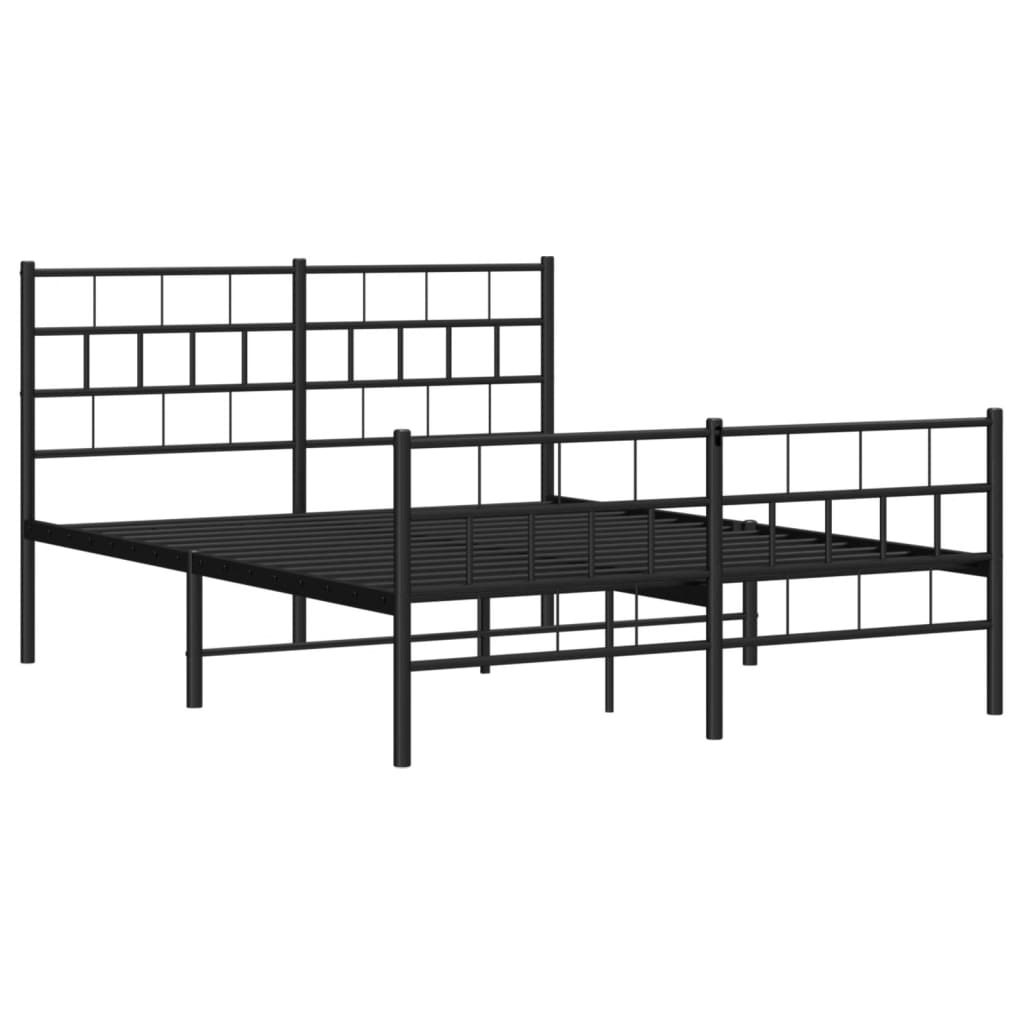 vidaXL Estructura cama sin colchón con estribo metal negro 150x200 cm