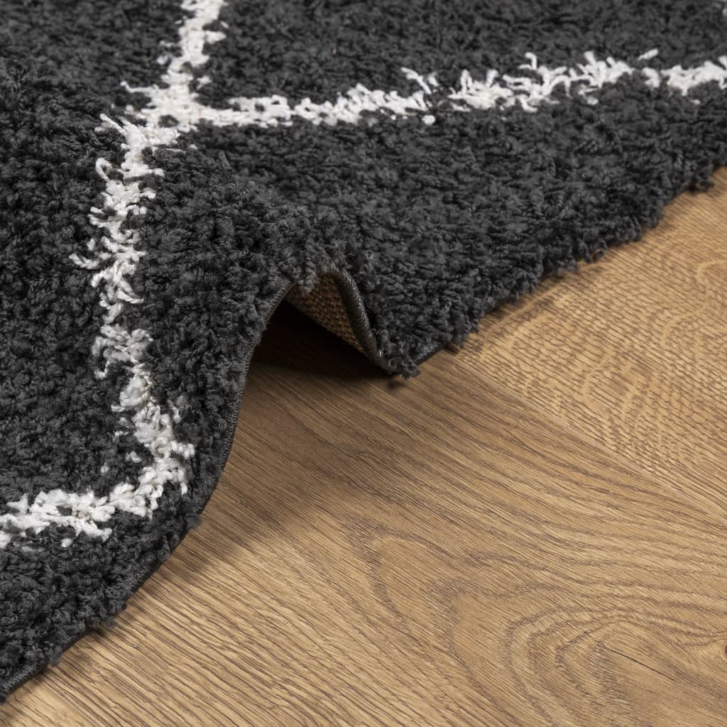 vidaXL Alfombra de pelo largo moderna PAMPLONA negro y crema 240x340cm