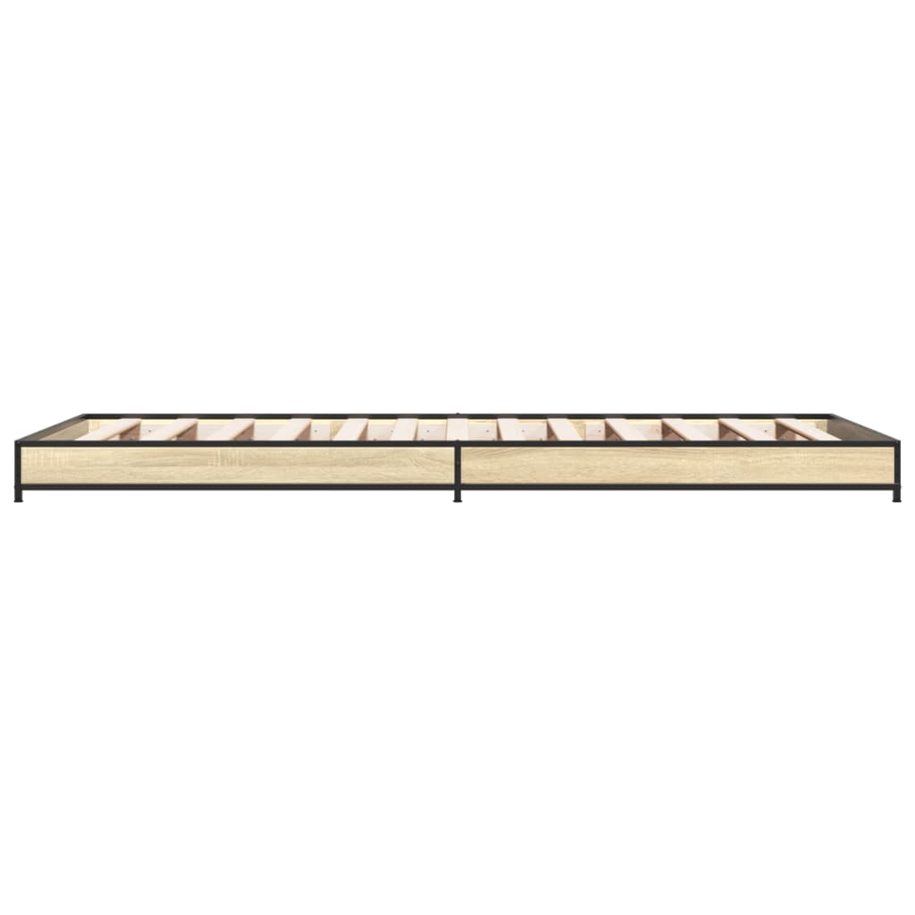 vidaXL Estructura cama madera ingeniería metal roble Sonoma 90x190 cm