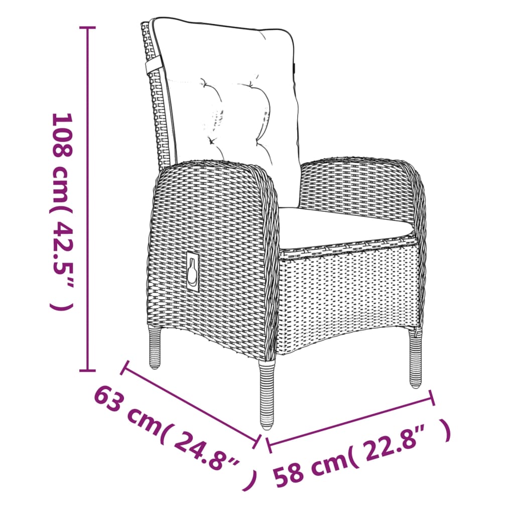 vidaXL Juego de comedor de jardín 7 piezas con cojines gris y negro