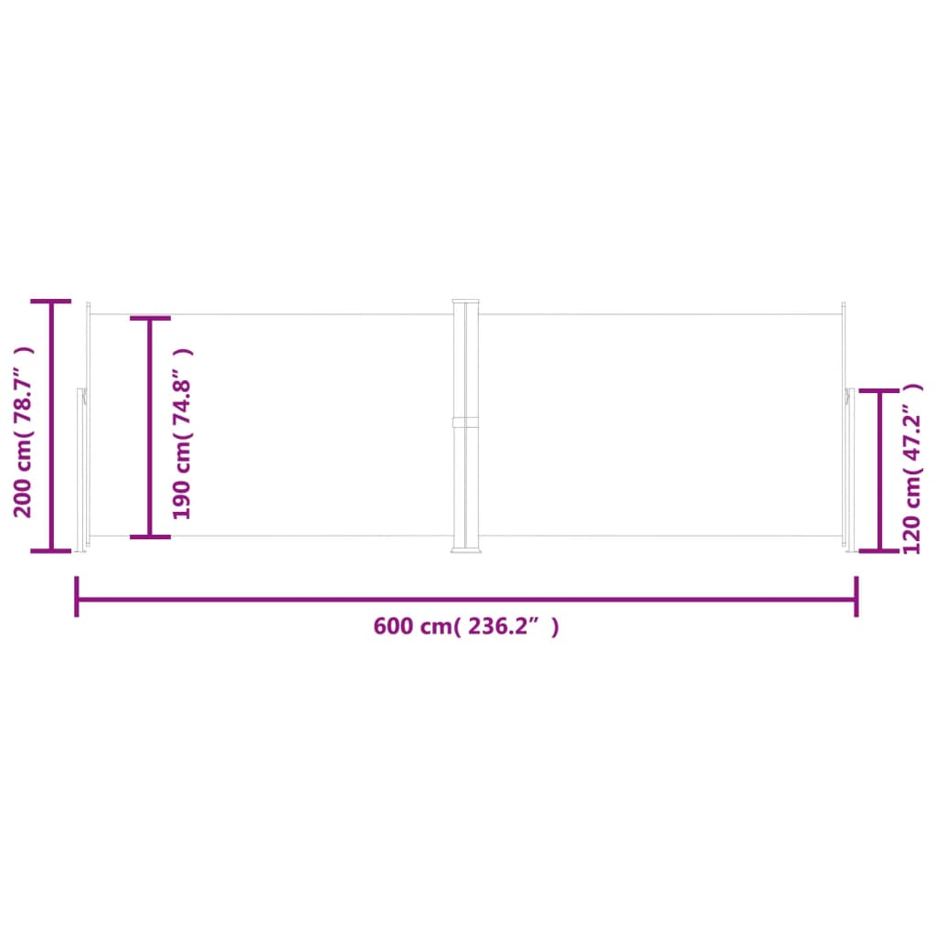 vidaXL Toldo lateral retráctil rojo 200x600 cm