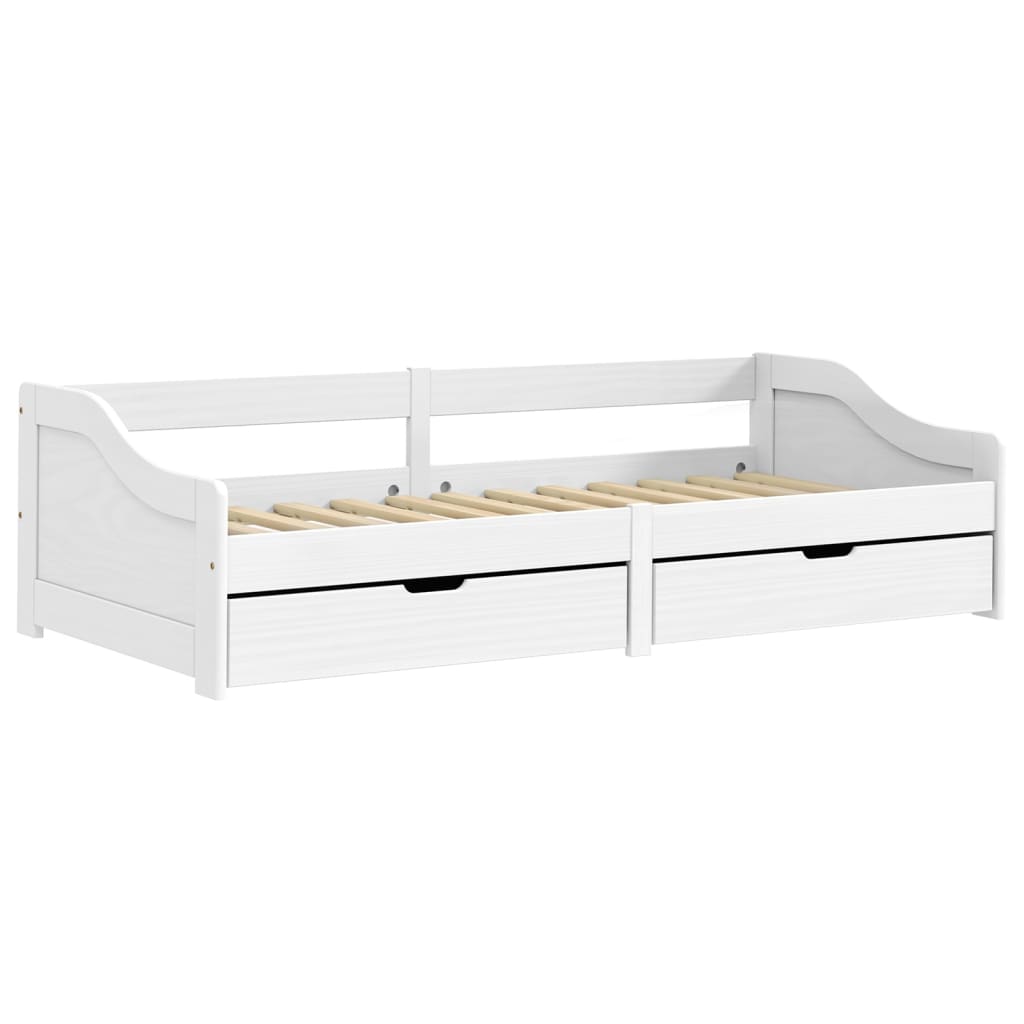 vidaXL Sofá cama con 2 cajones madera maciza pino blanca IRUN 90x200cm