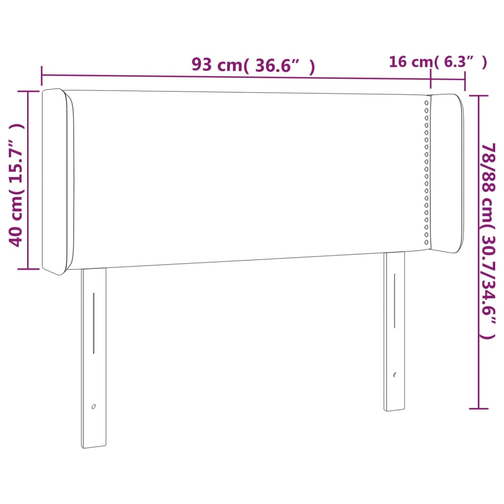 vidaXL Cabecero con LED de tela gris claro 93x16x78/88 cm