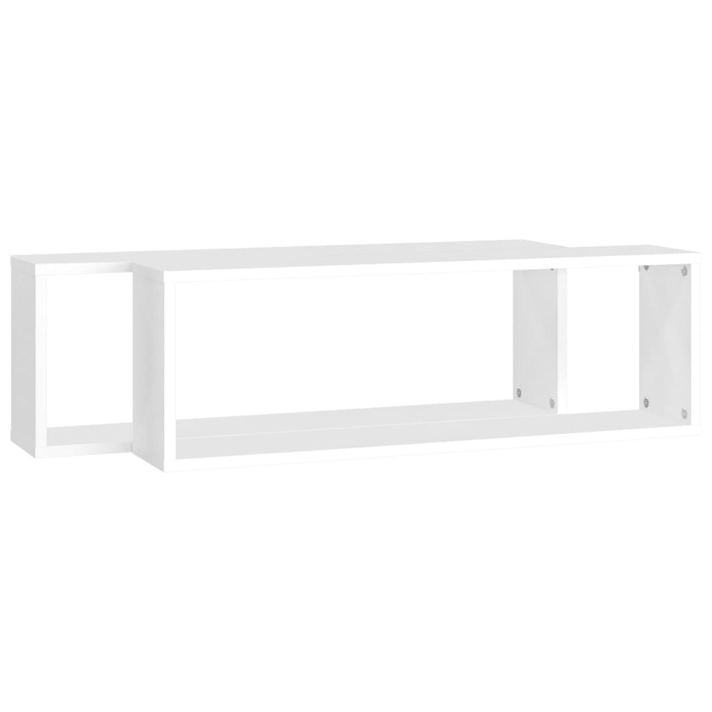 vidaXL Estantes cubo de pared 2 uds contrachapado blanco 80x15x26,5 cm