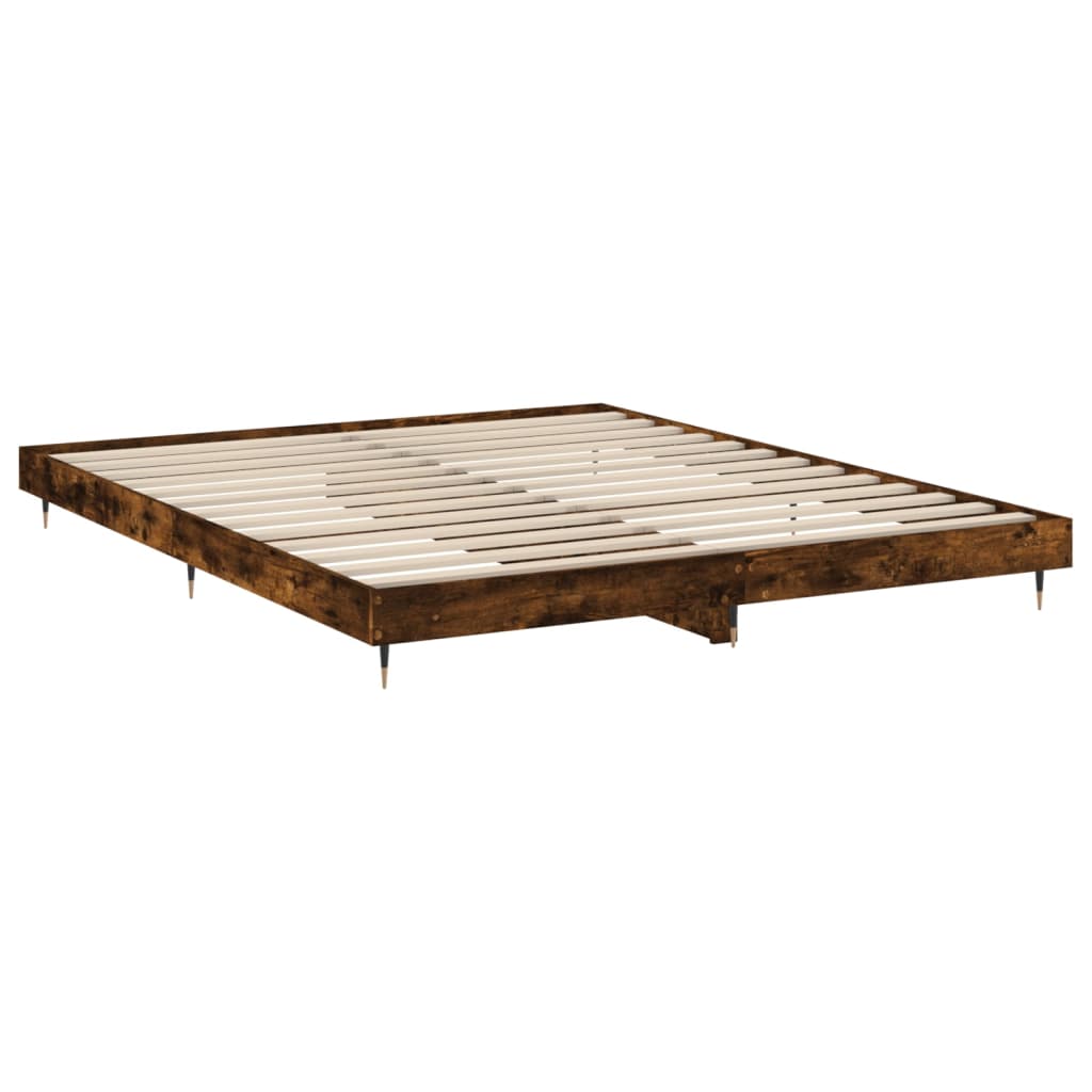 vidaXL Estructura de cama sin colchón madera roble ahumado 120x200 cm