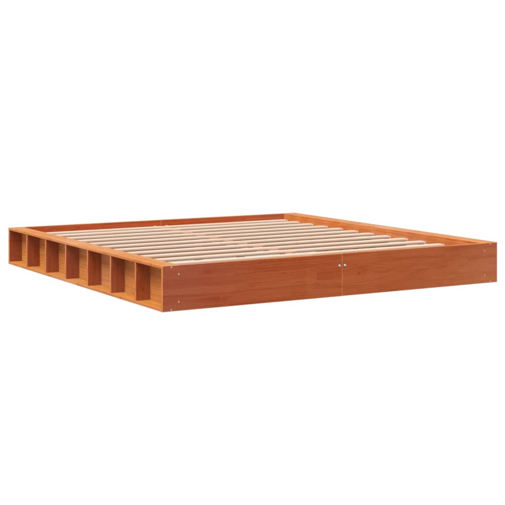 vidaXL Cama sin colchón madera maciza de pino marrón cera 200x200 cm