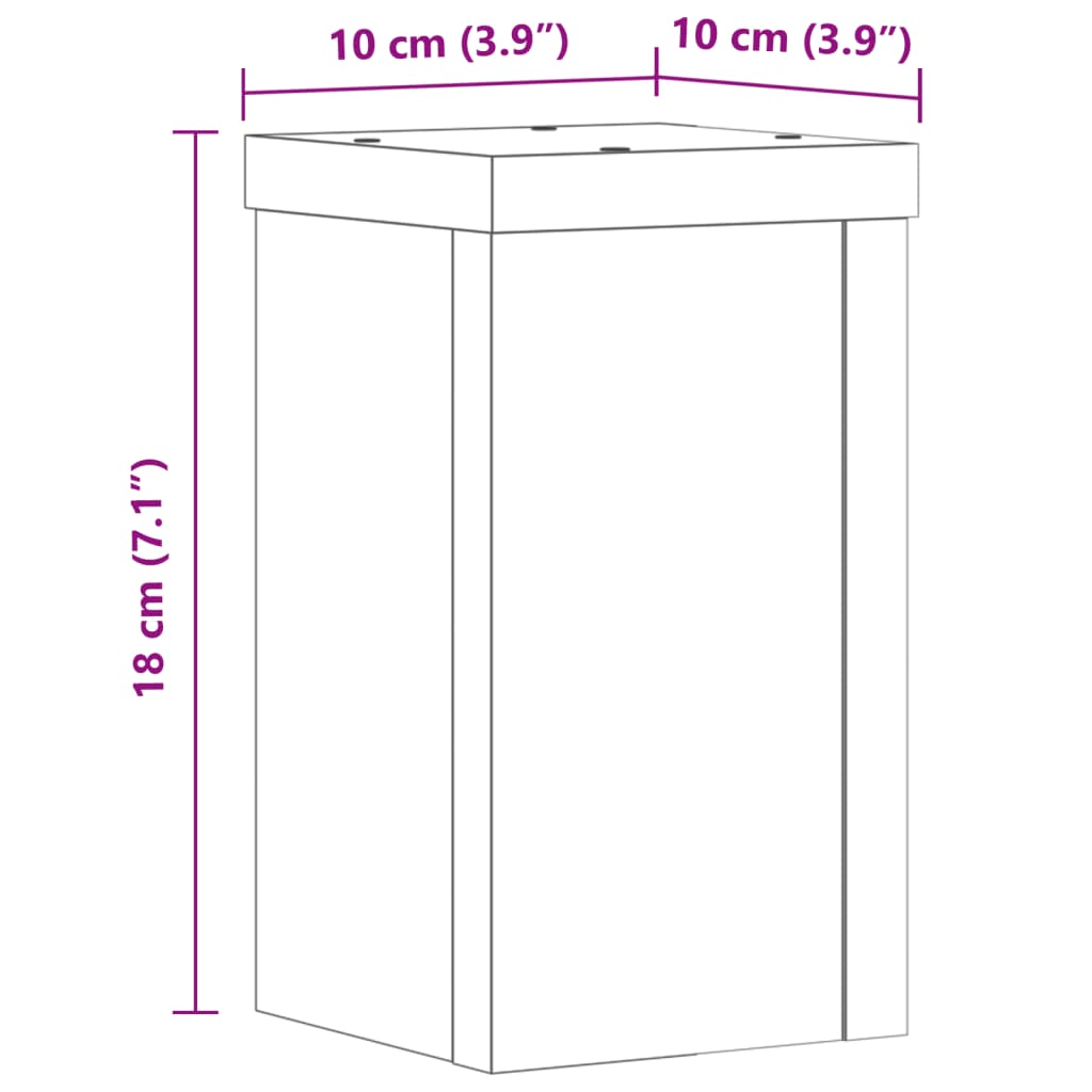 vidaXL Soportes de plantas 2 uds madera gris Sonoma 10x10x18 cm