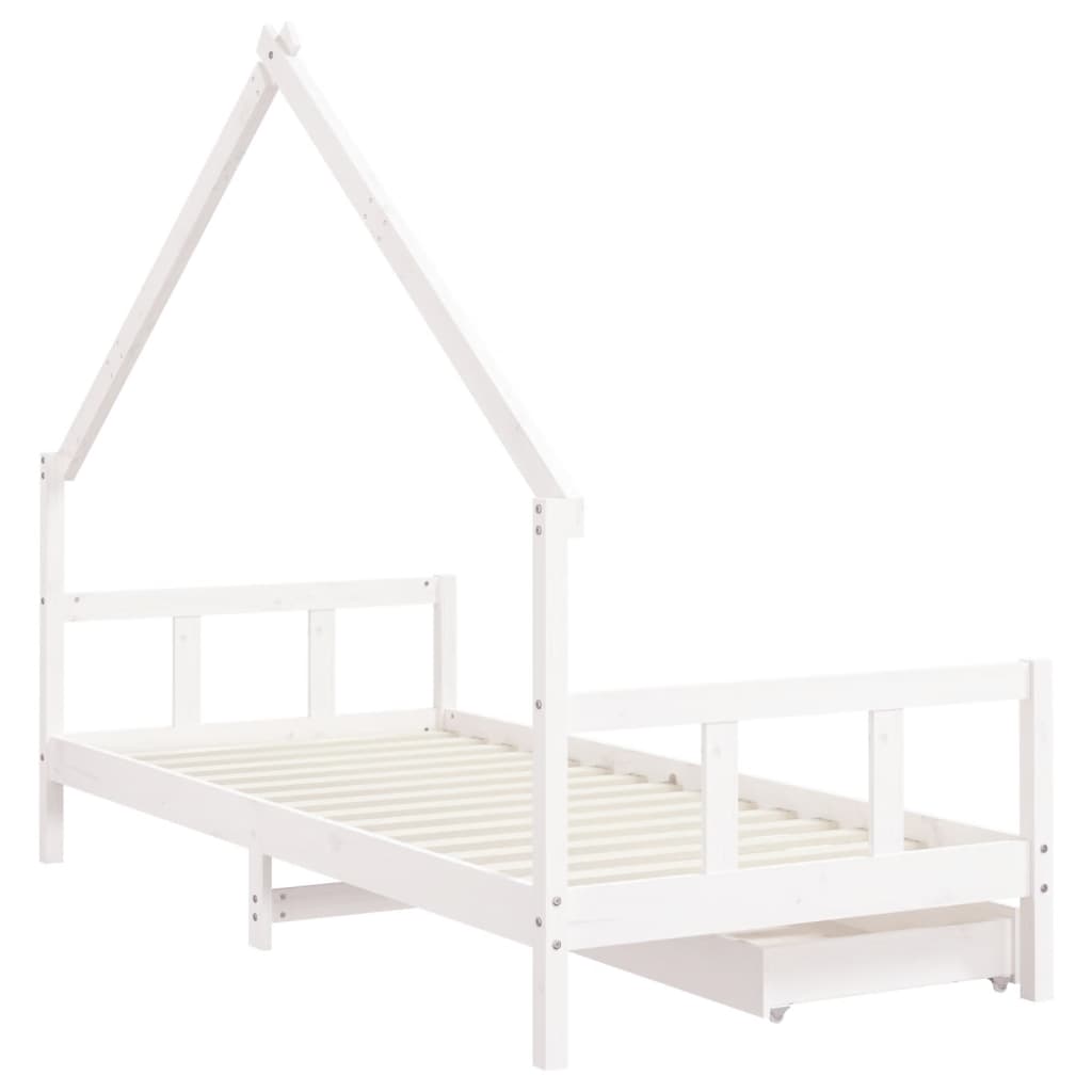 vidaXL Estructura cama infantil y cajones madera pino blanco 90x190 cm