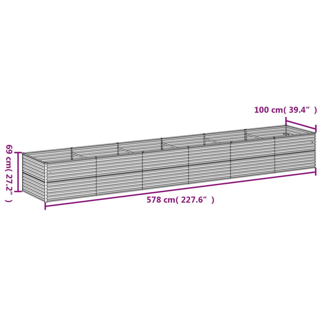 vidaXL Jardinera acero corten 578x100x69 cm