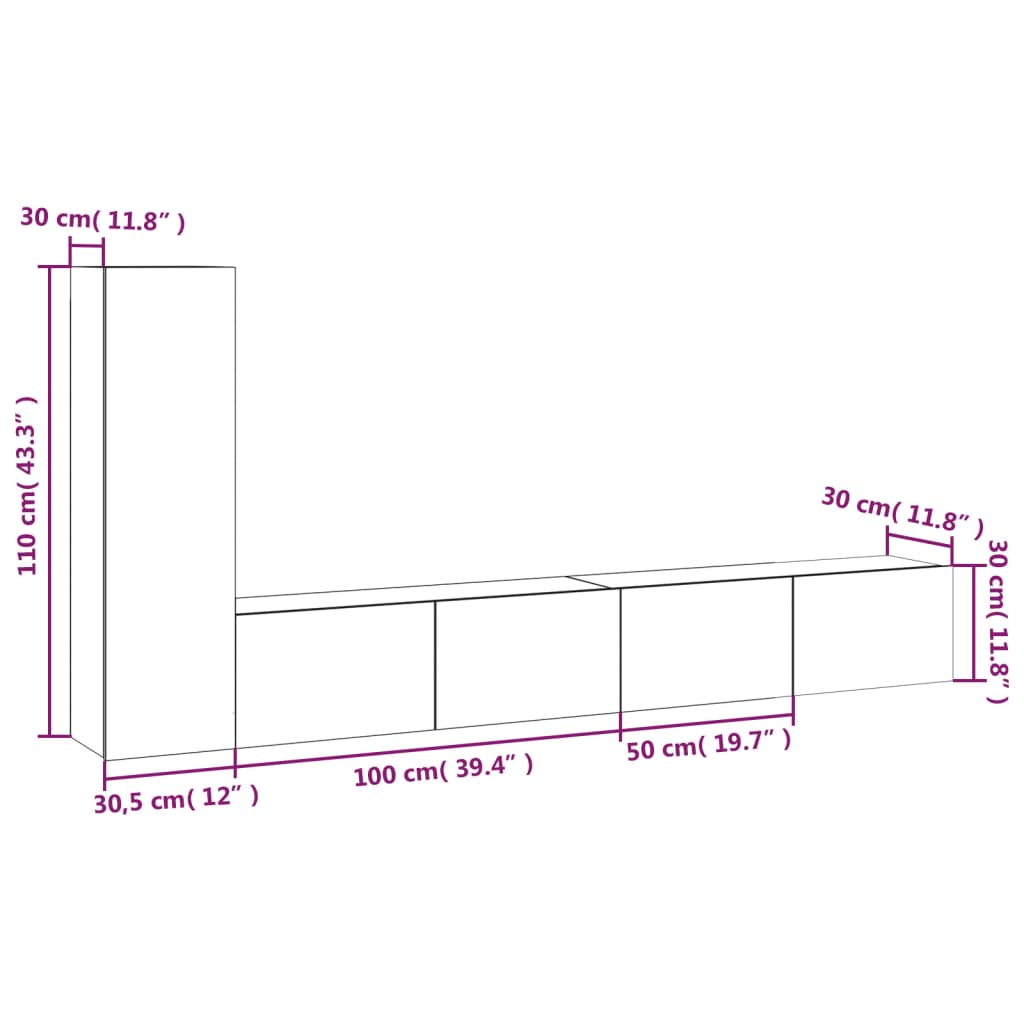 vidaXL Set de muebles para TV 3 pzas madera contrachapada gris Sonoma