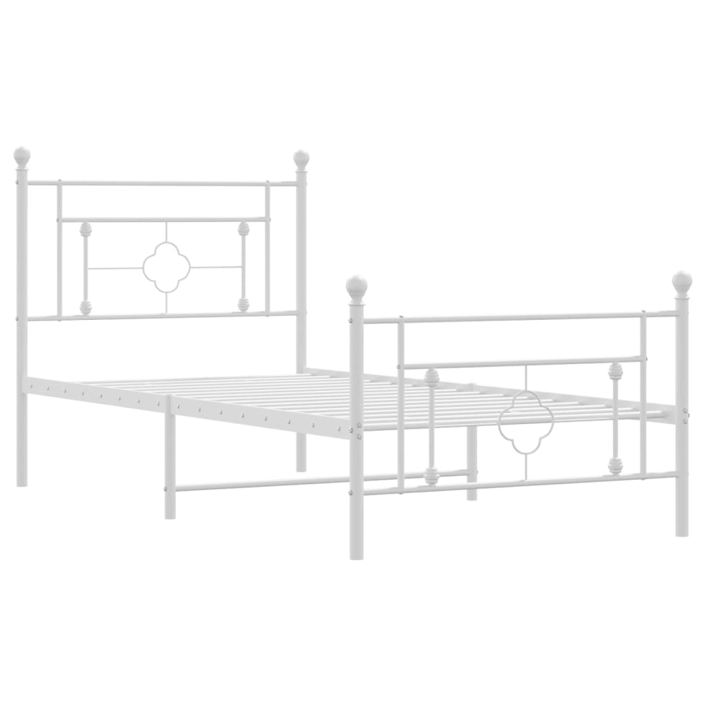 vidaXL Estructura cama sin colchón con estribo metal blanco 100x200 cm