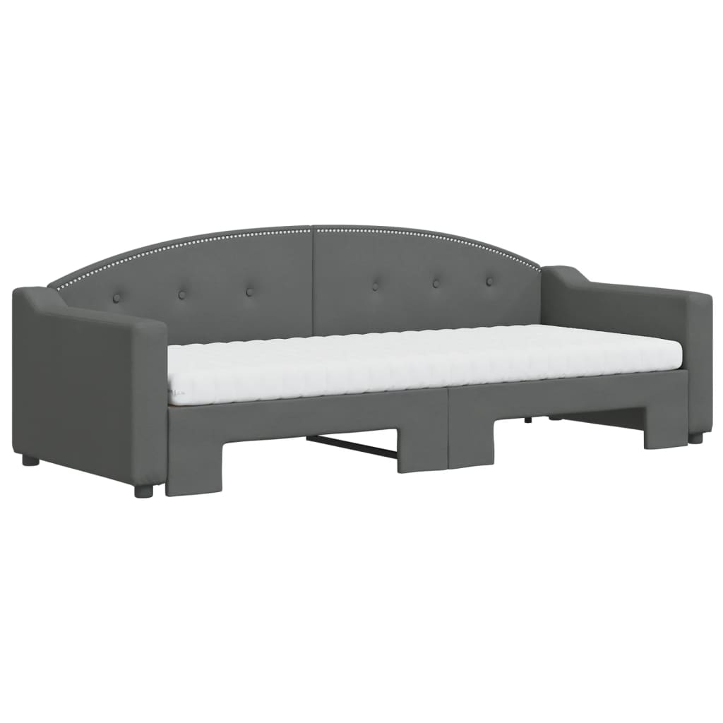 vidaXL Sofá cama nido con colchón tela gris oscuro 80x200 cm