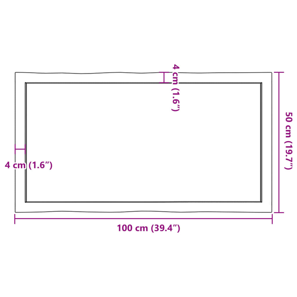 vidaXL Tablero mesa madera tratada borde natural marrón 100x50x(2-4)cm