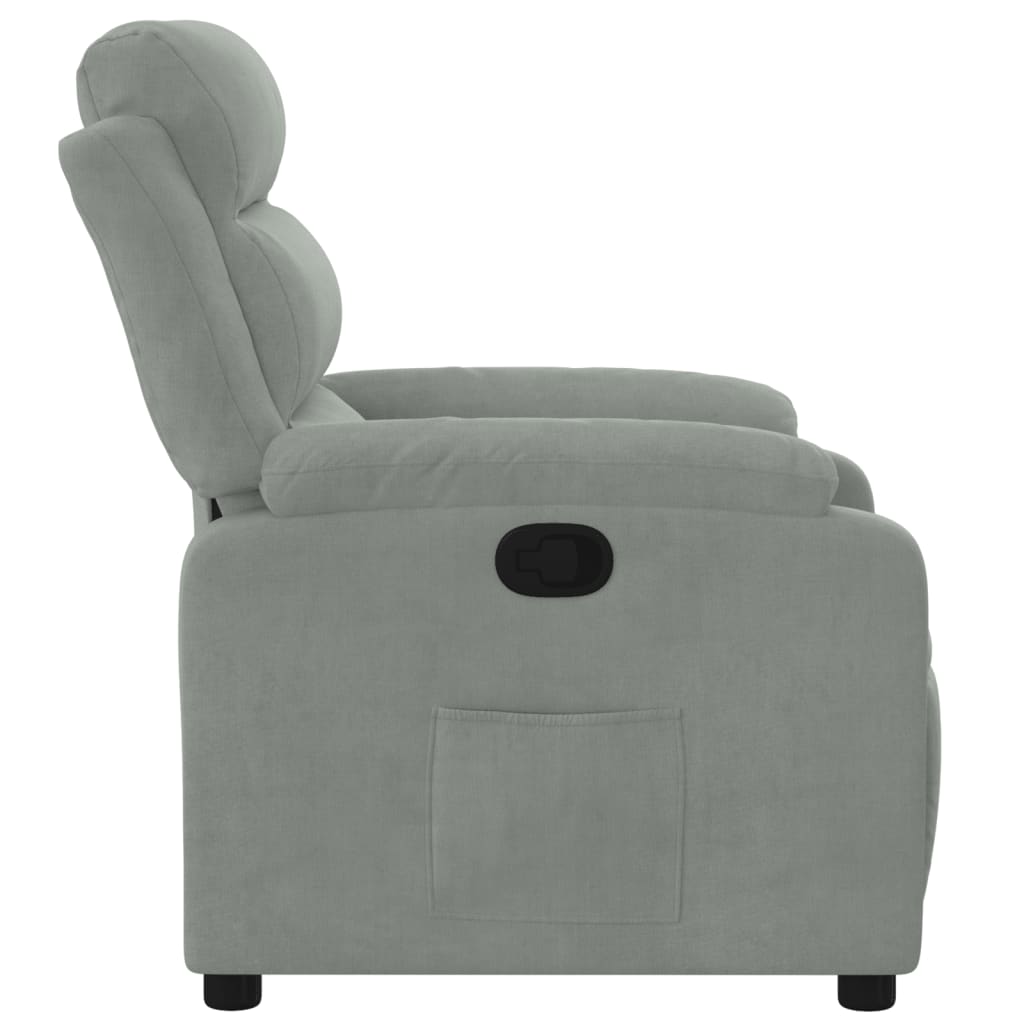 vidaXL Sillón reclinable de terciopelo gris claro