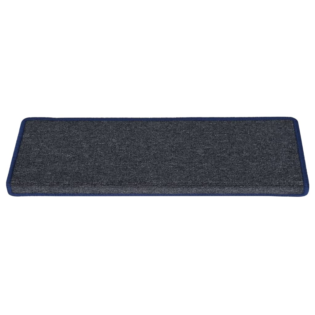 vidaXL Alfombras de peldaños de escalera 15 uds gris y azul 65x21x4 cm