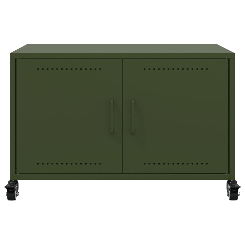 vidaXL Mueble de TV de acero verde oliva 68x39x43,5 cm