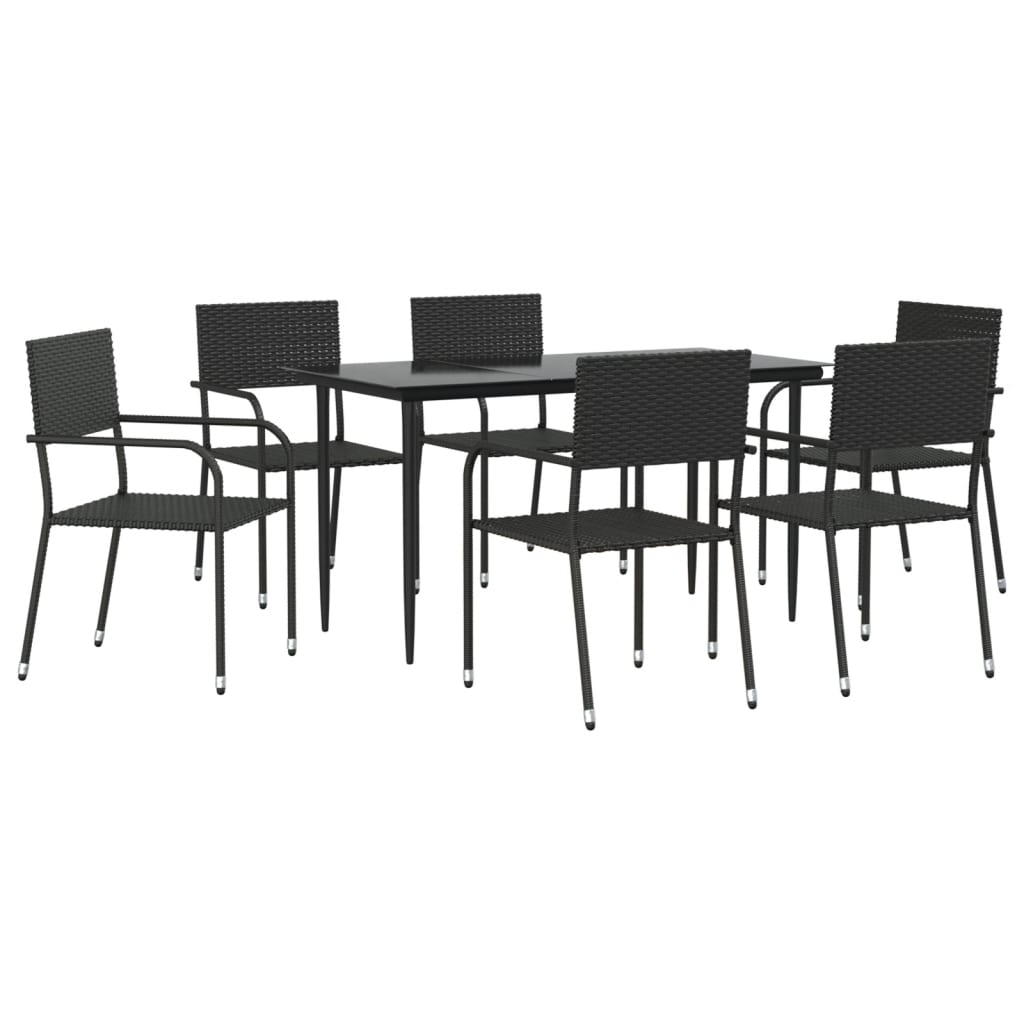 vidaXL Juego de comedor de jardín 7 pzas ratán sintético y acero negro