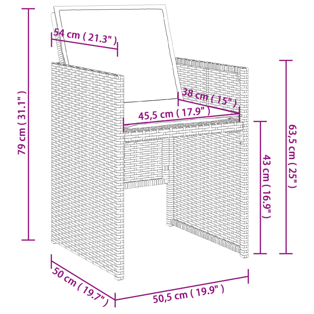 vidaXL Set de comedor de jardín 11 pzas y cojines ratán sintético gris