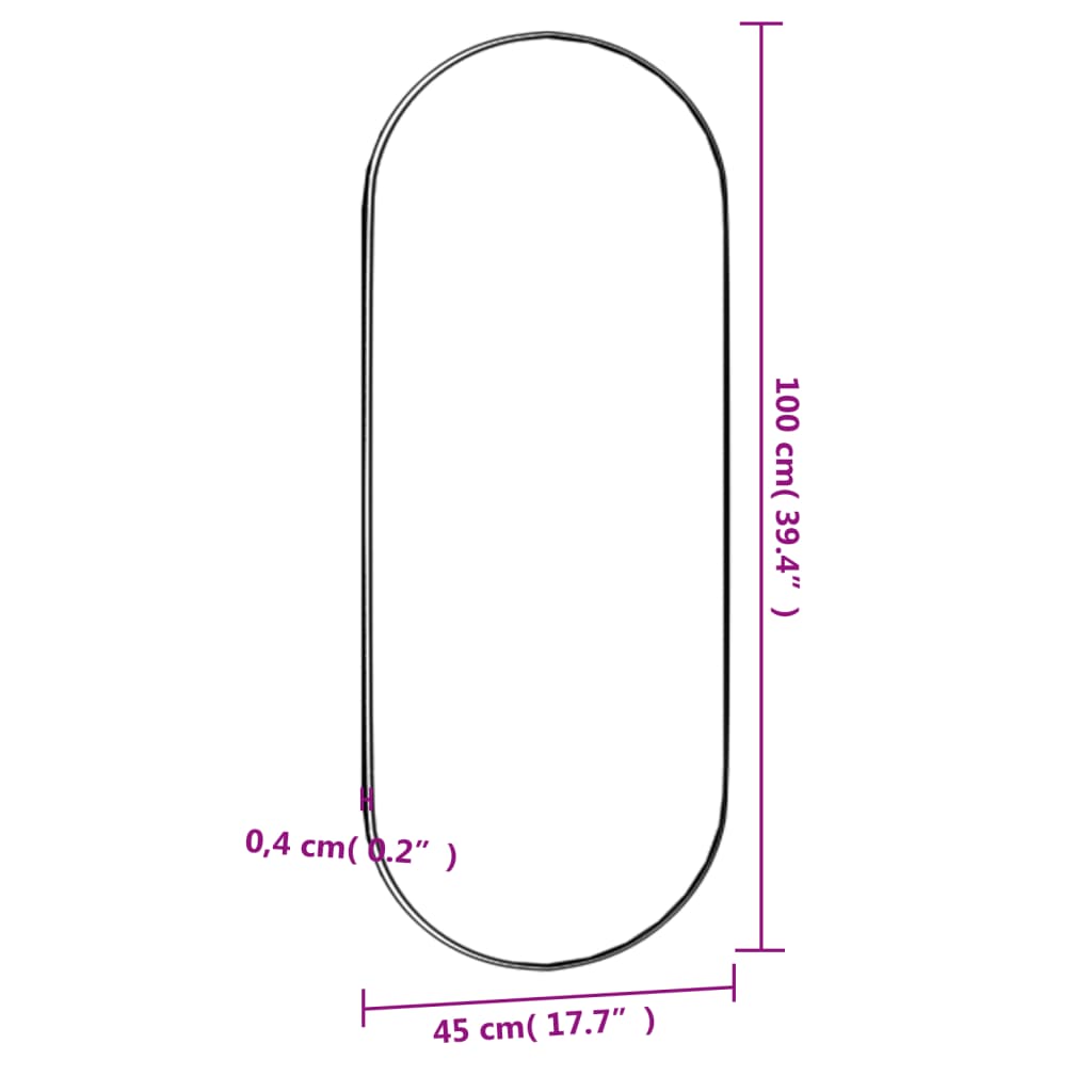 vidaXL Espejo de pared vidrio ovalado 45x100 cm