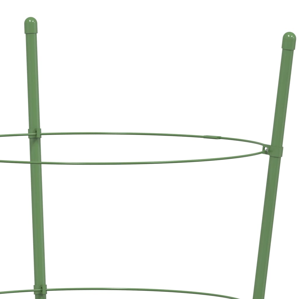 vidaXL Soportes plantas jardín con 3 anillas 5 uds acero verde 60 cm