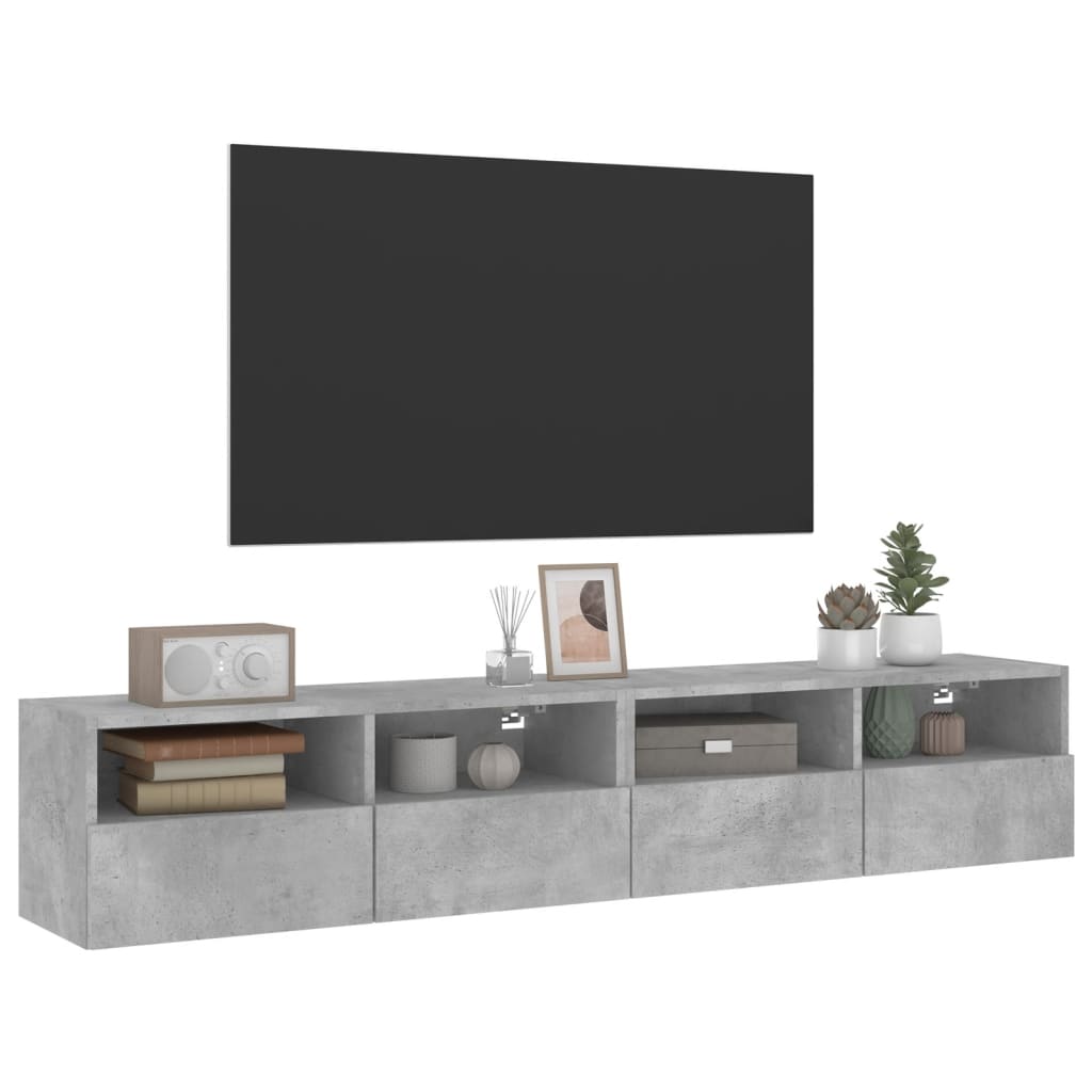 vidaXL Muebles de pared para TV 2 uds madera gris hormigón 80x30x30 cm