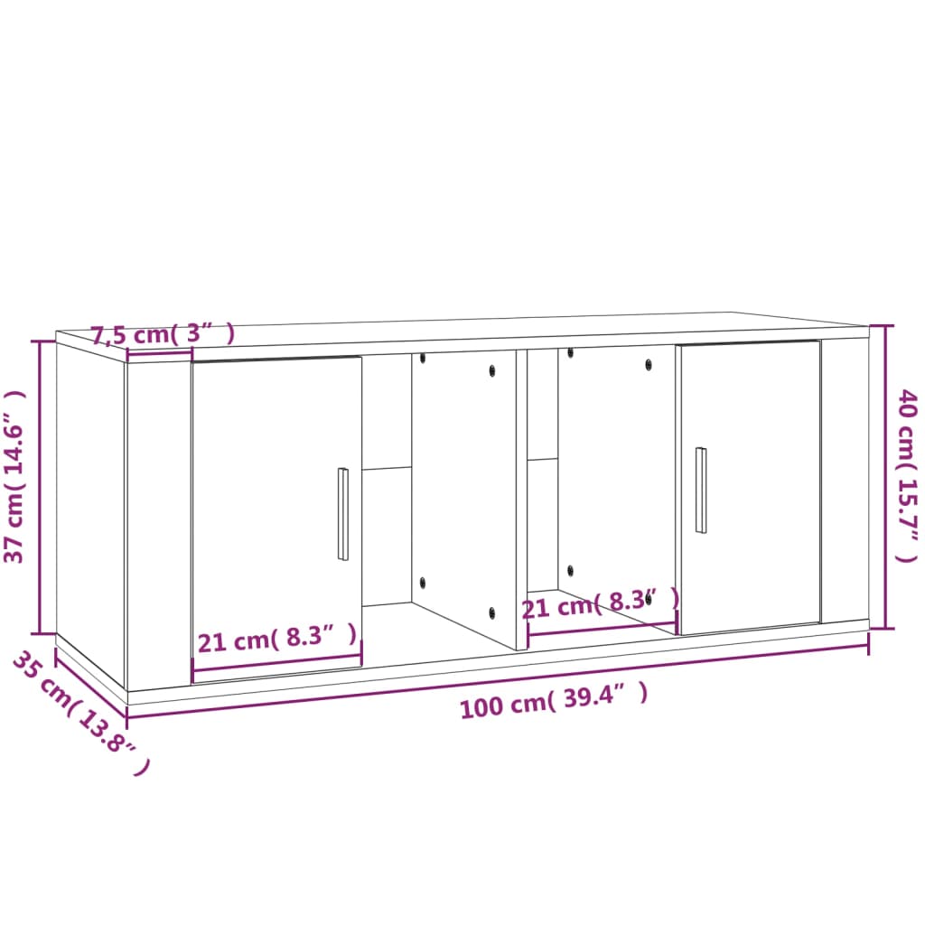 vidaXL Mueble de TV madera contrachapada gris Sonoma 100x35x40 cm