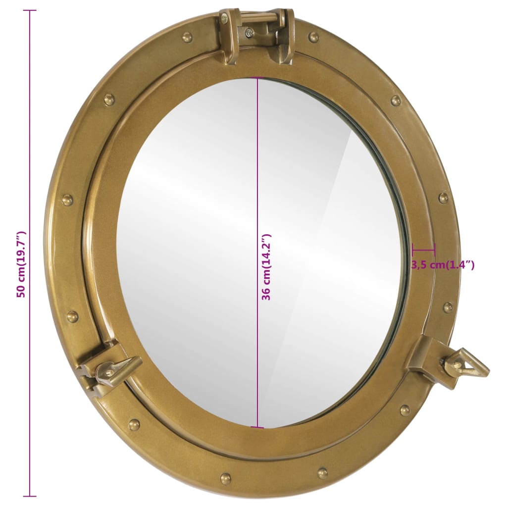 vidaXL Espejo de ojo de buey de pared aluminio y vidrio Ø50 cm