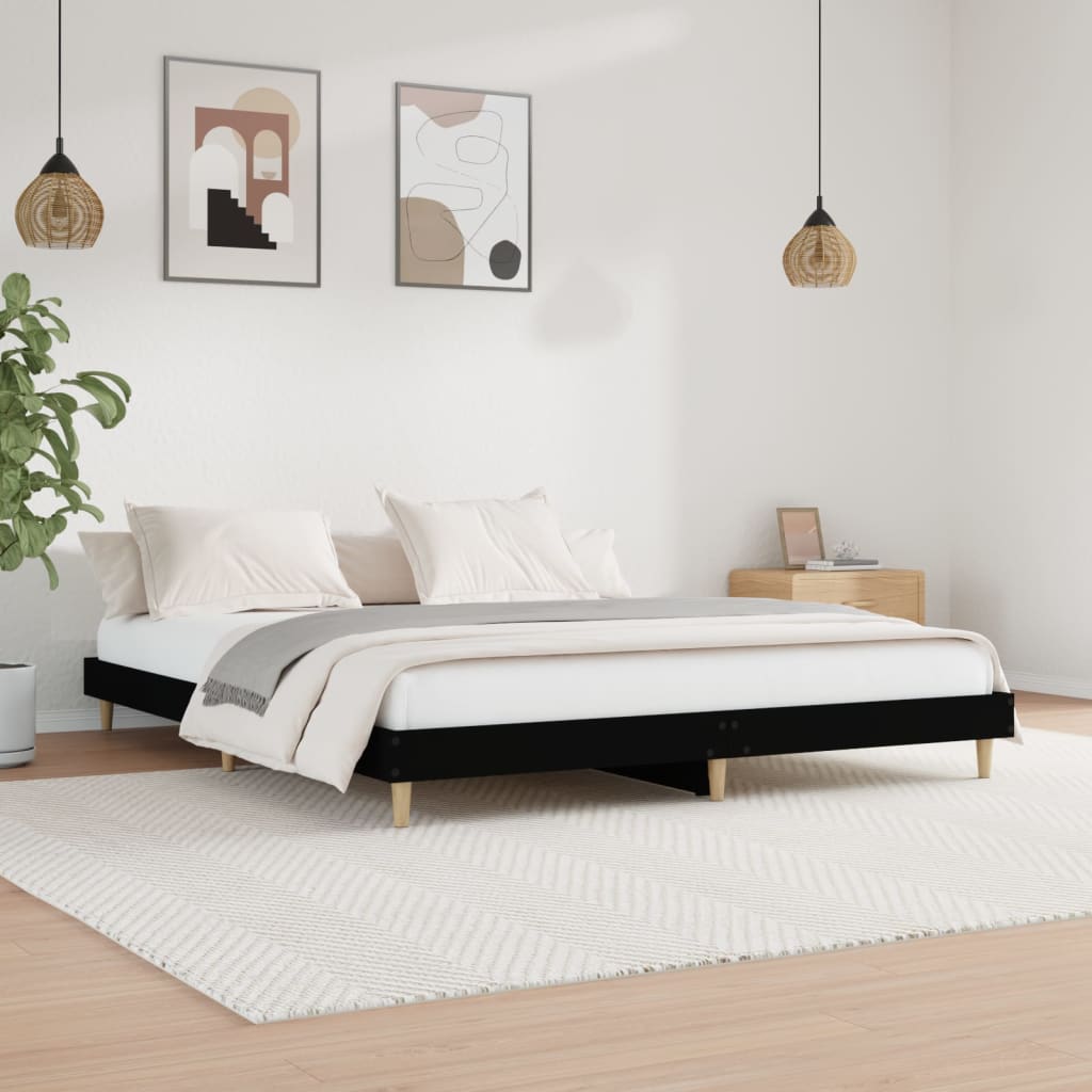 vidaXL Estructura de cama madera de ingeniería negra 150x200 cm