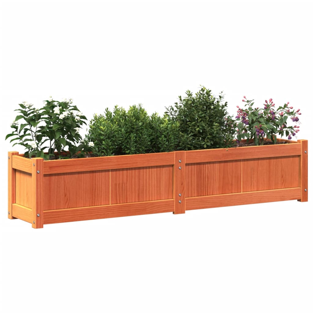 vidaXL Jardineras de exterior 2 uds madera maciza de pino marrón cera