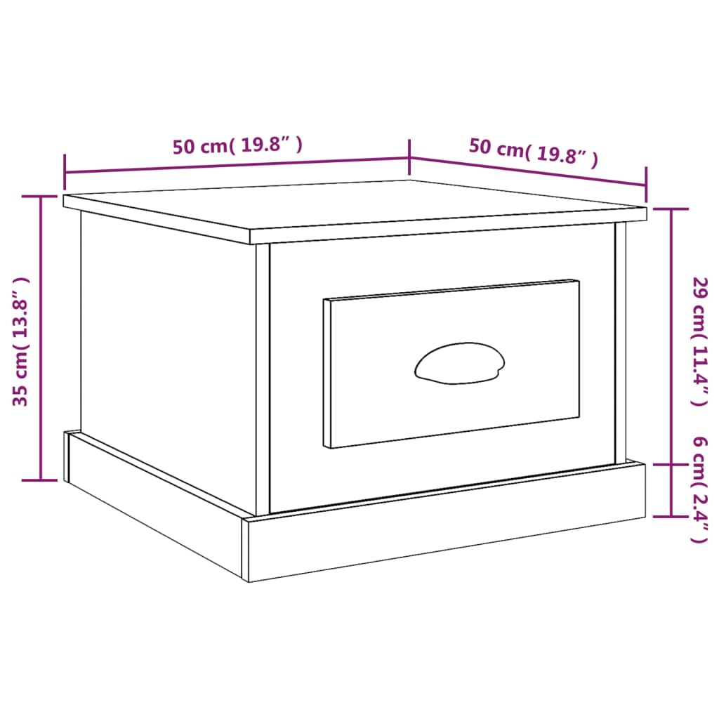 vidaXL Mesa de centro madera contrachapada marrón roble 50x50x35 cm