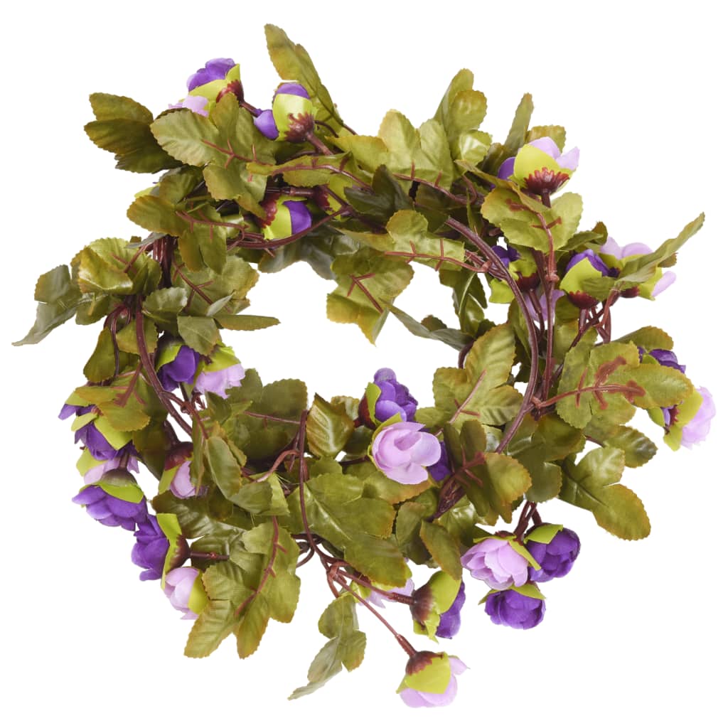 vidaXL Guirnaldas de flores de Navidad 6 uds morado claro 215 cm