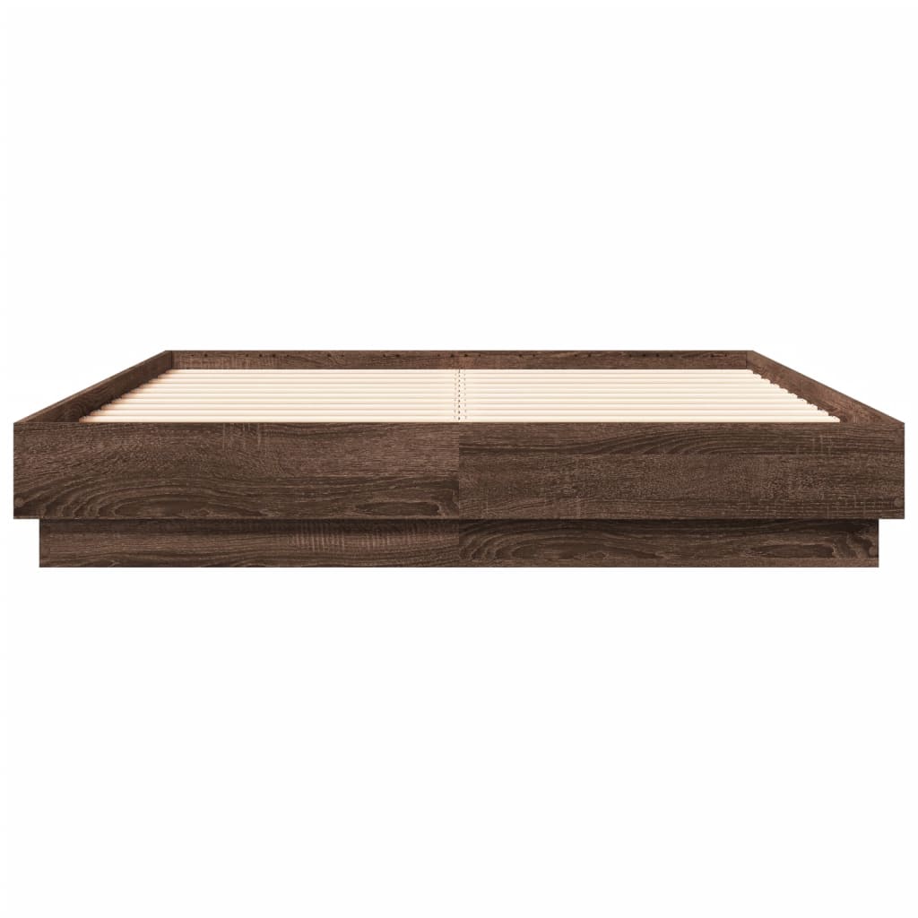 vidaXL Estructura de cama madera de ingeniería marrón roble 140x190 cm