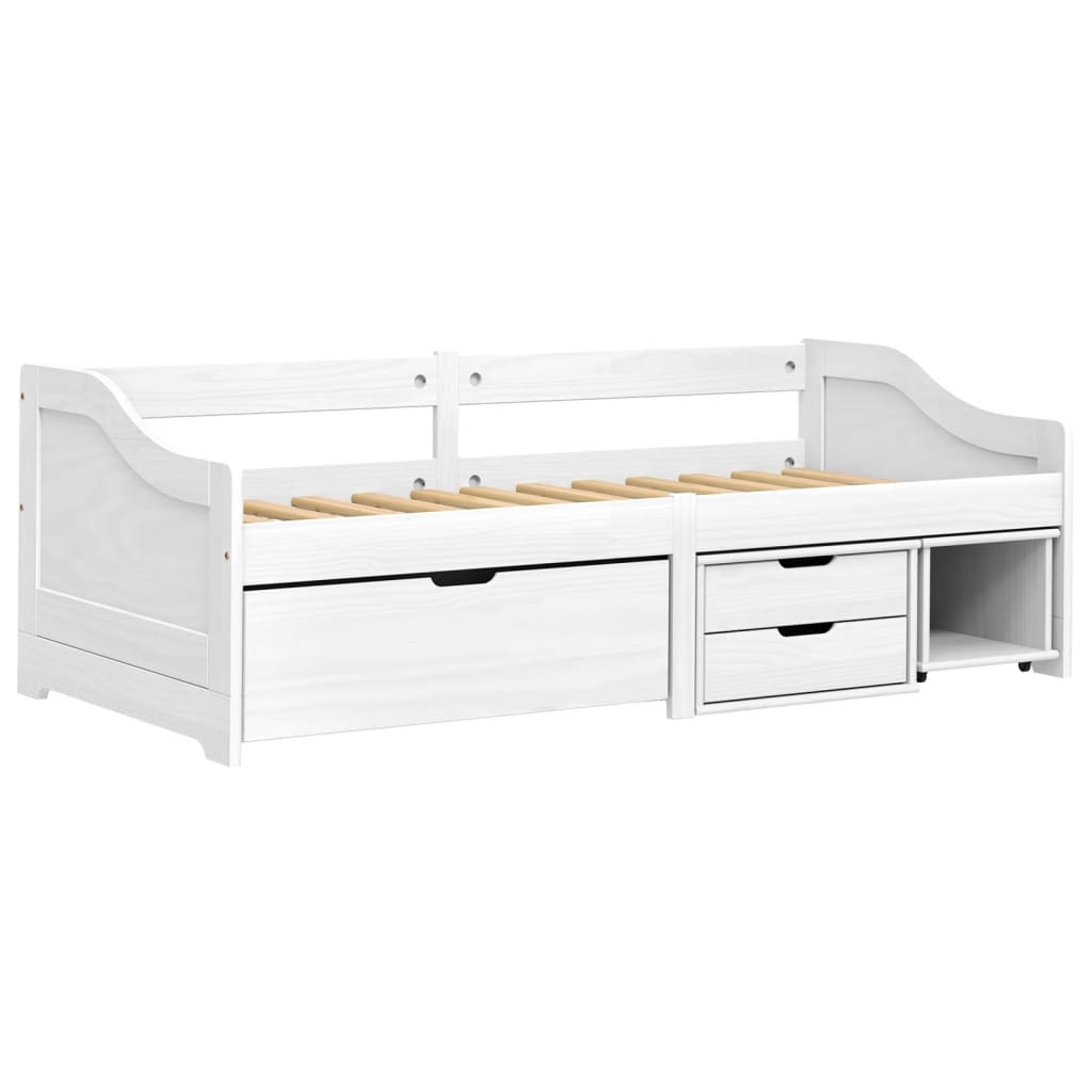 vidaXL Sofá cama con 3 cajones madera maciza pino blanca IRUN 90x200cm