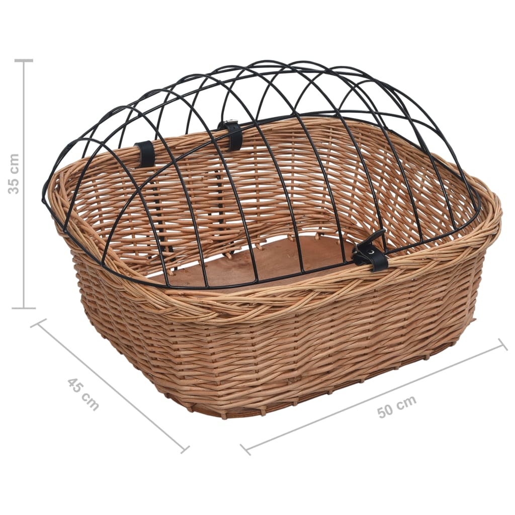 vidaXL Cesta delantera de bicicleta con tapa sauce natural 50x45x35 cm