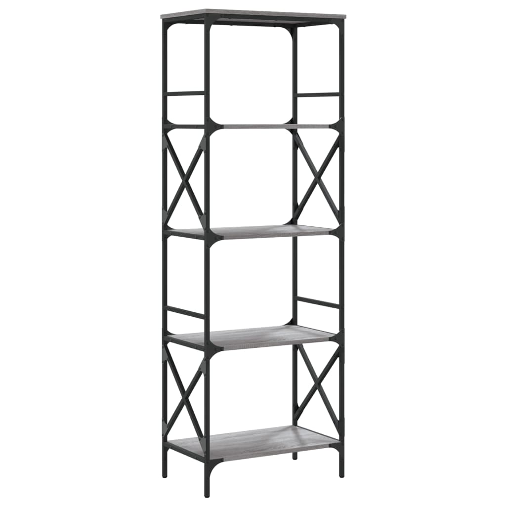 vidaXL Librería 5 estantes madera ingeniería gris Sonoma 59x35x171 cm