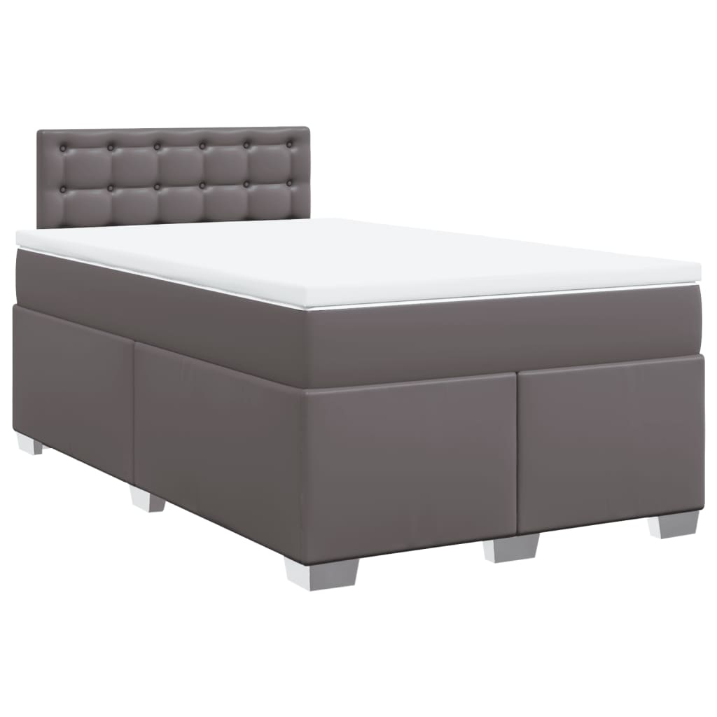 vidaXL Cama box spring con colchón cuero sintético gris 120x190 cm