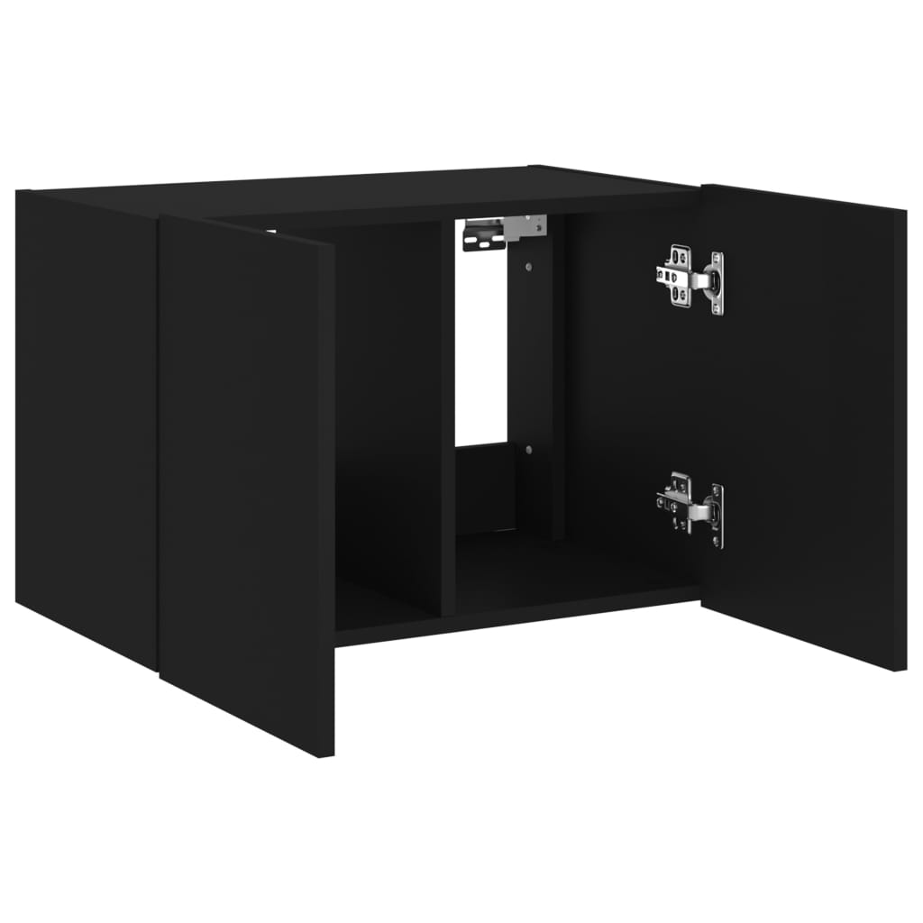 vidaXL Mueble de TV de pared con luces LED negro 60x35x41 cm