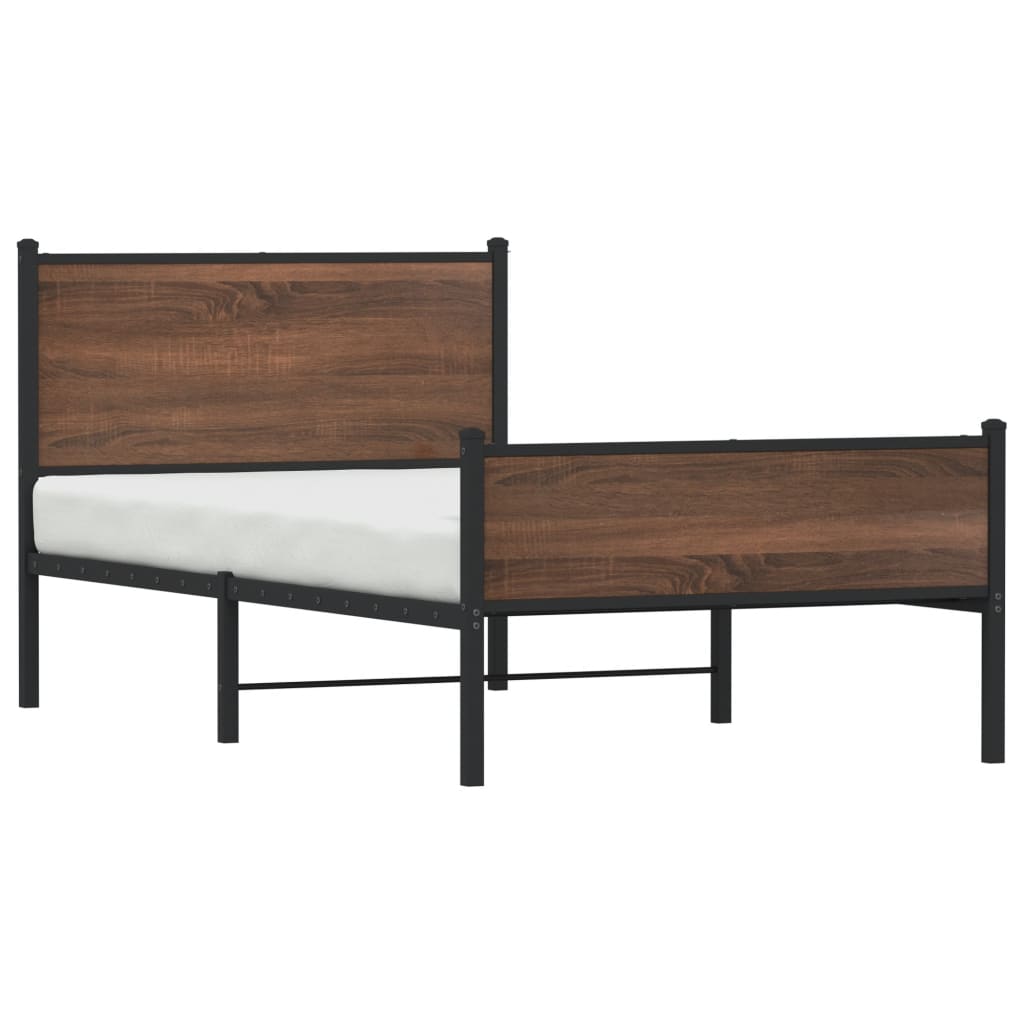 vidaXL Estructura de cama sin colchón metal marrón roble 107x203 cm