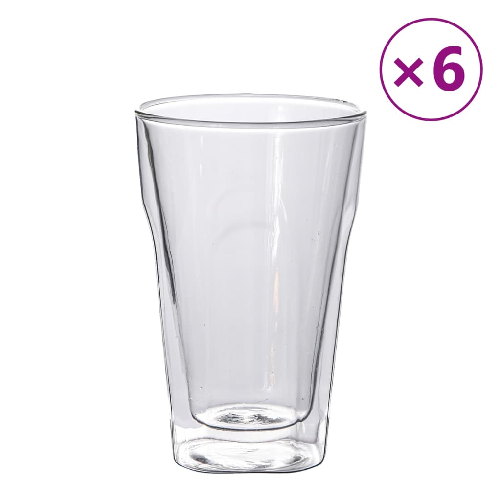 vidaXL Vasos de vidrio de doble pared 6 unidades 450 ml
