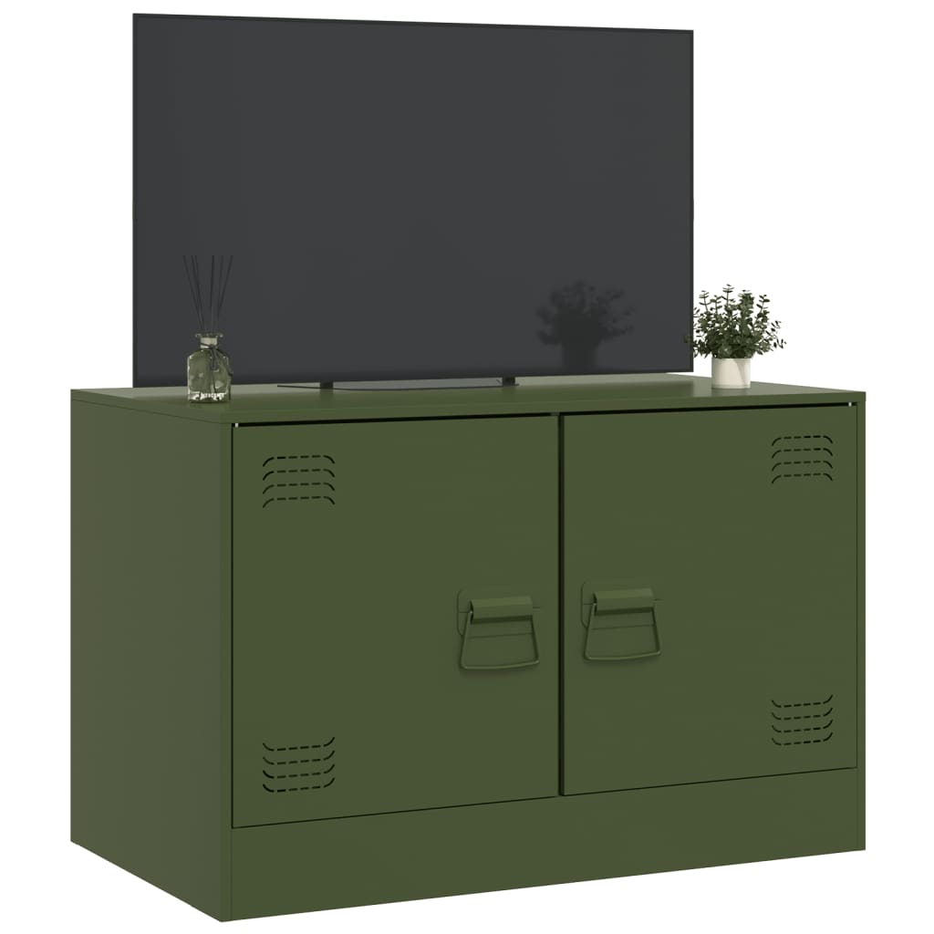 vidaXL Mueble para TV de acero verde oliva 67x39x44 cm