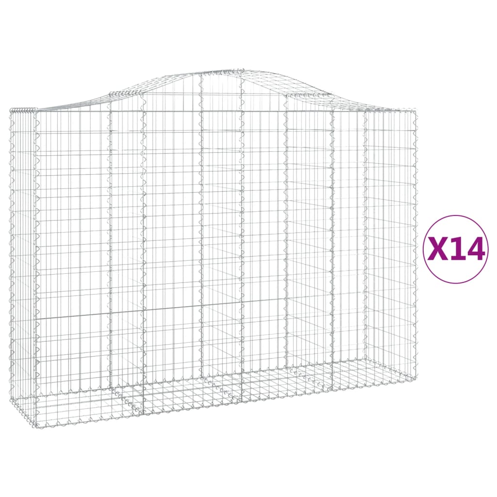 vidaXL Cestas gaviones 14 uds forma de arco hierro 200x50x140/160 cm