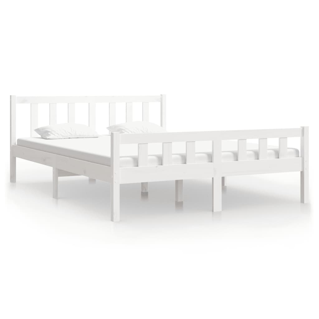 vidaXL Estructura de cama de madera maciza blanca 135x190 cm