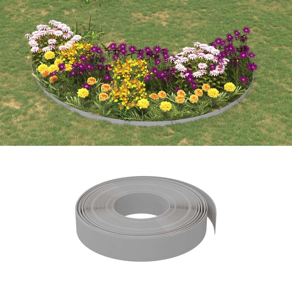 vidaXL Borduras de jardín 4 uds polietileno gris 10 m 10 cm