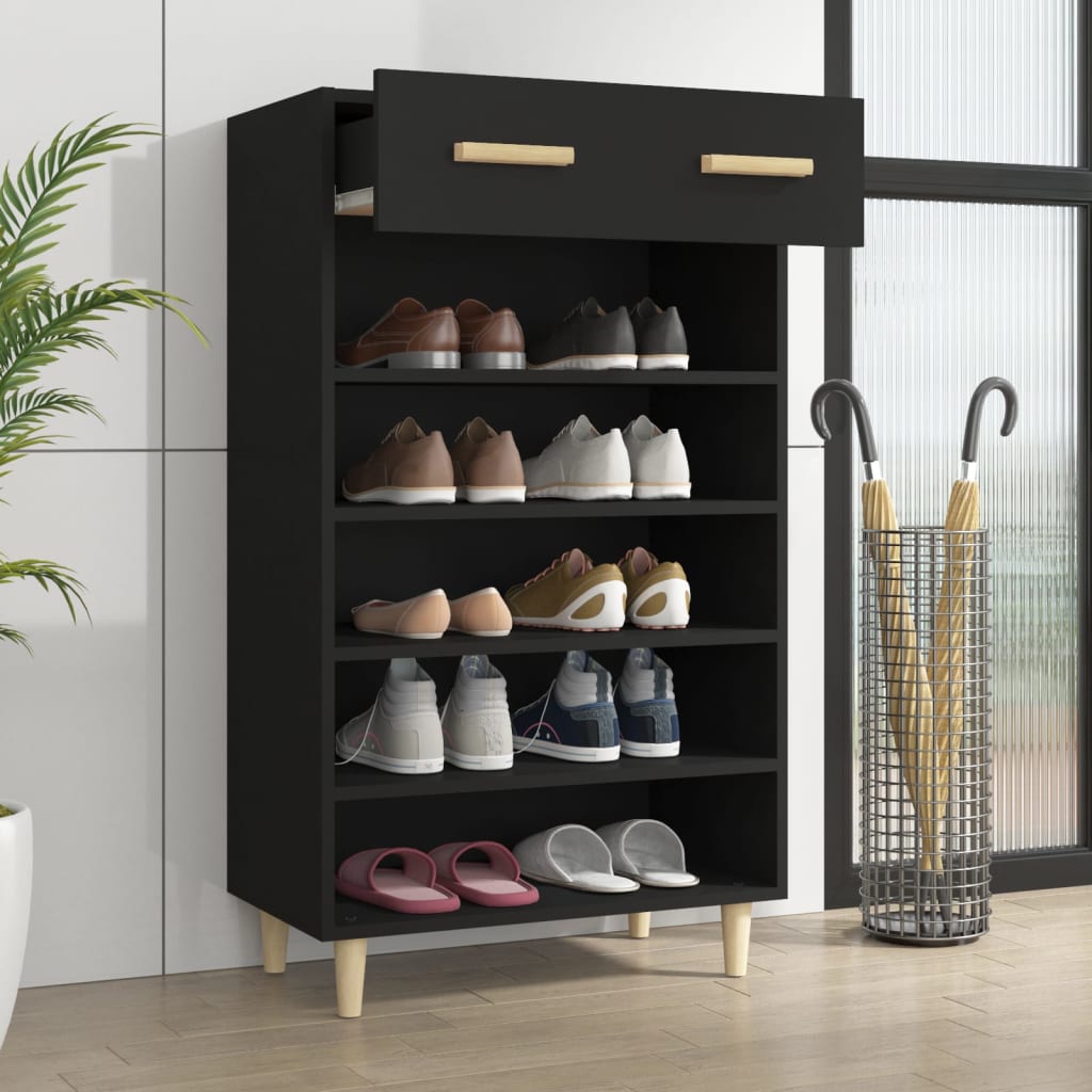 vidaXL Mueble zapatero de madera contrachapada negro 60x35x105 cm