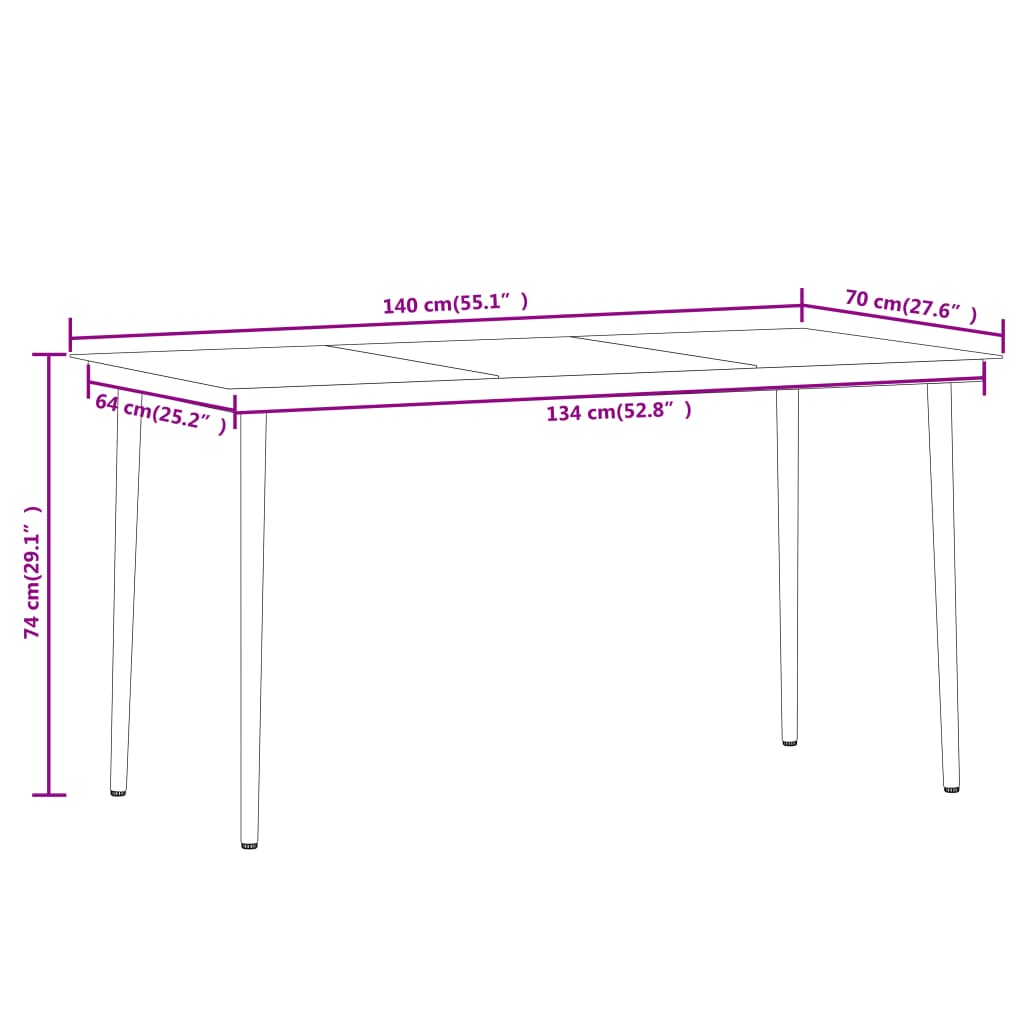 vidaXL Juego de comedor para jardín 5 piezas negro