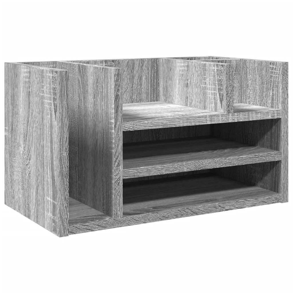 vidaXL Organizador escritorio madera ingeniería gris 44,5x24x25 cm