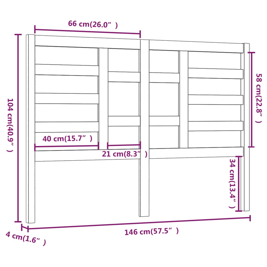 vidaXL Cabecero de cama madera maciza de pino negro 146x4x104 cm