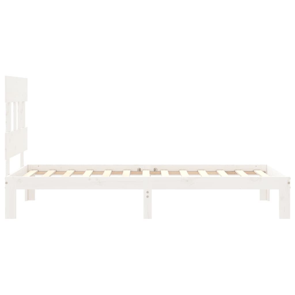 vidaXL Estructura de cama con cabecero madera maciza blanco